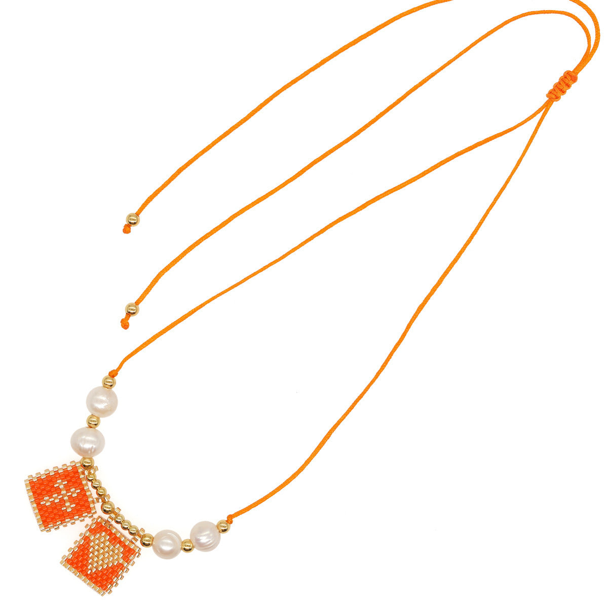 Wholesale Cross Beads Woven Square Hang Tag Necklaces